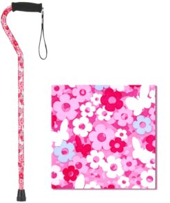 NOVA Designer Walking Cane with Offset Handle, Lightweight Adjustable Walking Stick with Carrying Strap Pink Petal Power Design 10 81GYYj7mMoL