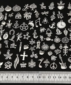 RUBYCA 160Pcs Assorted Mixed Silver Charms Pendants for Bracelets Jewelry Making Crafting Supplies, Tibetan Silver Color Charms, Just Like The Picture (Mix5) Mix 5 160 PCS 23 81GZn8rF BL