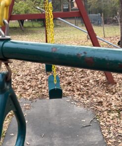 Jungle Gym Kingdom Swing Sets for Backyard, Monkey Bars & Swingset Accessories - Set Includes 18" Trapeze Swing Bar & 48" Heavy Duty Chain with Locking Carabiners - Outdoor Play Equipment (Green) Green 35 81GZnLSAPzL