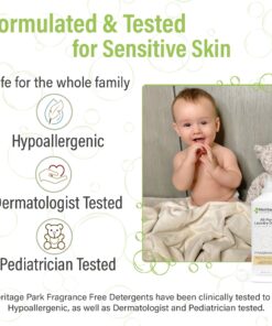 Heritage Park All-Purpose Fragrance Free, Hypoallergenic, pH-Neutral Laundry Detergent - Dermatologist-tested, Sensitive Skin-Friendly, Stain-Fighting Enzymes, Concentrated Up to 128 loads (64 fl oz) 64 Fl Oz (Pack of 1) 15 81GcAjgXdYL