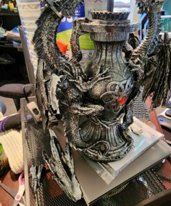 Zeckos Gothic Guardians of Light Medieval Dragons Resin Table Lamp - Dark Fantasy - 19 Inches High - with Black Fabric Tribal Dragon 13 Inch Diameter Lampshade 23 81Geyd2Iv0L