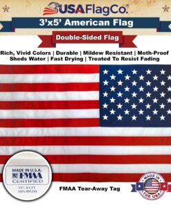 American Flags for Outside 3x5 - USA Flag Co. American Flag 3x5 Heavy Duty Outdoor Made in USA with Embroidered Stars and Sewn Stripes, This US Flag is an American Made Flag 3 by 5 Foot 28 81GfKmCMQHL