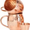 Set of 2 Moscow Mule Copper Mugs with Shot Glass - 2 16oz Copper Moscow Mule Mugs - Solid Copper Hammered Mug - Copper Cups for Moscow Mules 41 81GhH0JLcaL