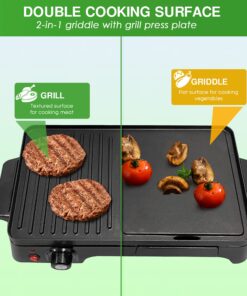 Nutrichef 2-in-1 Panini Press Grill & Griddle | Nonstick Coating, Temperature Control | Multiuse Countertop Sandwich Maker | Removable Drip Tray | 1500W | Compact Electric Griddle | 20.3 x 12.5 x 5.3 31 81Gku8BH3bL