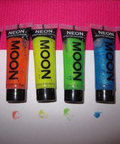 Moon Glow - Blacklight UV Glitter Face & Body Gel - 0.42oz Set of 6 - Blacklight Face Paint - glows brightly under Blacklight 28 81GmtxwkAAL