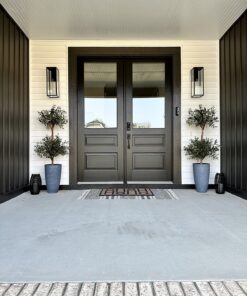 LA JOLIE MUSE Set of 2 Tall Planters with Trays, 20 Inch Indoor/Outdoor Tall Planters,Large Grey Flower Pots,Tree Planters for Front Door,Patio and Deck 2 Pack - 20" Gray 37 81GnFwPefsL