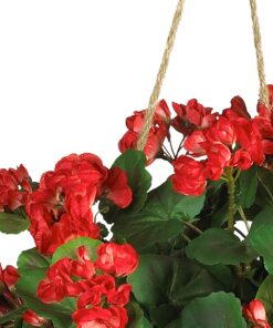 Nearly Natural 6609-RD 24in. Geranium Hanging Basket Silk Plant,Red,10.25" x 10.25" x 17.5" Red 19 81GoAGCyzTL