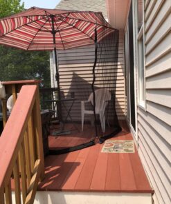 Patio Umbrella Mosquito Netting - Polyester Mesh Screen with Zipper Opening and Water Tube at Base to Hold in Place - Helps Protect from Mosquitoes - Fits 9FT Umbrellas and Patio Tables - Black 45 81Gu P7hx6L