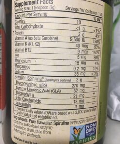 Nutrex Hawaii, Pure Hawaiian Spirulina Powder, Vegan, Supports Immune System, Heart, Cells and Energy, 16 Ounce 1 Pound (Pack of 1) 45 81GvATZbblL