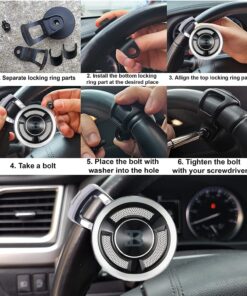 Alternative view of FOURING BL Steering Wheel Knob Spinner - Universal Non-Slip Fit, ABS & Premium High Gloss Chrome Plated Finish Suicide Knob with Metal Ball Bearing & Easy Installation (Silver Platinum) Silver Platinum