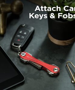 KeySmart Key Holder for Keychain Key Ring - Compact Key Organizer Key Chain Key Case, Minimalist Pocket-Sized EDC Keychain, Loop Piece for Car Fobs, Expandable (up to 14 Keys, Red) 28 81GxX7ErPAL