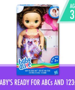 Baby Alive C2695 READY FOR SCHOOL BABY: Brown Hair Baby Doll, School-Themed Dress, Doll Accessories Include Notebook & Brush, Doll For 3-Year-Old Girls and Boys and Up, Multicolor (Amazon Exclusive) 25 81GyrXBLoOL