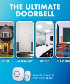 SadoTech Wireless Doorbell for Home - Battery Operated, 1000 Feet, Wireless Door Bell w/LED Flash, 1 push button + 1 receiver, Baby Blue 21 81GzwT870L 6