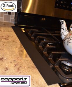 Capparis Kitchen Silicone Stove Counter Gap Cover, Easy Clean Heat Resistant Wide & Long Gap Filler, Seals Spills Between Counter, Stovetop, Oven, Washer & Dryer, Set of 2 (25 Inches, Black) 25 Inches 30 81H1xwN57QL 1