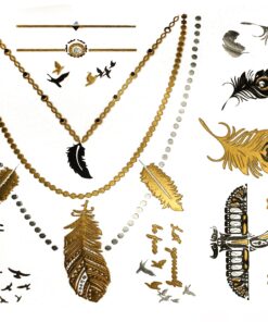 Terra Tattoos Gold Black Metallic Henna Temporary Tattoos Designs Elephants, Flowers, Stars & more! Waterproof Nontoxic Long Lasting Perfect for Beach, Festivals, & Parties (Gypsy) Gypsy 22 81H3qxe44AL