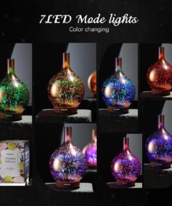 Porseme Rose Gold Essential Oil Diffuser 3D Glass Aromatherapy Ultrasonic Humidifier, Waterless Auto-Off, Timer Setting, BPA Free, Air Refresh for Home Hotel Yoga Leisure SPA Gift 100ml A2-100ml Rose Gold Aladdin 19 81H40BIfPzL