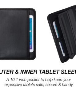 Samsill Professional Resume Padfolio with Secure Zippered Closure, 10.5 x 13 inches, Sleeve for 10.1 inch Tablet, 8.5 x 11 Notepad, Black Full Size 38 81H8zB35LL