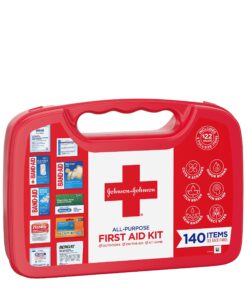Johnson & Johnson All-Purpose Portable Compact First Aid Kit for Minor Cuts, Scrapes, Sprains & Burns, Ideal for Home, Car, Travel and Outdoor Emergencies, 140 Pieces Original Version 140 Piece Set 37 81H9HH9zzkL