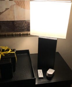 Elegant Designs LT1025-BLK Modern Leather Table Lamp with White Fabric Shade, Black 1 39 81HB1pwM L