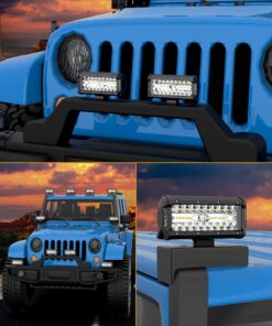 NAOEVO 7 inch LED Light Bar, 240W 24,000LM Offroad Fog/Driving Lights LED Pods with Spot Flood Combo Beam, Waterproof LED Work Lights for Truck Boat UTV ATV Jeep, 2 Pack (White) White 38 81HBdxk8J8L