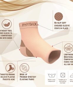 Physix Gear Sport Plantar Fasciitis Socks with Arch Support for Men & Women - Ankle Compression Sleeve, Toeless Compression Socks Foot Pain Relief, Ankle Swelling Better Than Night Splint, Beige L/XL L/XL-US Mens 8.5-13 | Womens 8-11 Beige Nude (1 Pair) 26 81HBpfPPHIS
