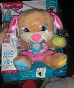 Fisher-Price Laugh & Learn Baby & Toddler Toy Smart Stages Sis With Pink Skirt and Purple Bows, Interactive Plush Dog with Music Lights & Learning Content for Ages 6+ Months Sis - Pink 59 81HC agRsrL