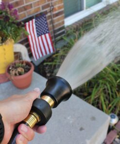 Heavy Duty Brass Fireman Style Hose Nozzle - Fits All Standard Garden Hoses - Best High Pressure Sprayer to Wash Your Car or Water Your Garden – Leak Proof - 30 Day No-Hassle Guarantee 31 81HCZUFPEIL