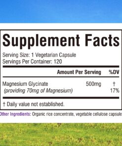 Alternative view of Innate Vitality Magnesium Glycinate 500mg, 70mg Elemental Magnesium per Cap, High Absorption, Non-GMO No Gluten, Nerve, Muscle, Bone, Heart Health, 120 Veggie Capsules