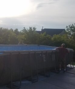 Intex 24ft X 12ft X 52in Ultra Frame Rectangular Pool Set with Sand Filter Pump, Ladder, Ground Cloth & Pool Cover 24 ft x 12 ft x 52 in 47 81HGyv0GcSL