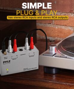 Pyle Phono Turntable Preamp - Mini Electronic Audio Stereo Phonograph Preamplifier with RCA Input, RCA Output & Low Noise Operation Powered by 12 Volt DC Adapter (PP444),Gray Basic model 26 81HJsnygVfL