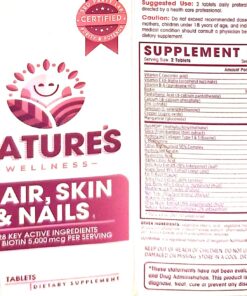 Natures Wellness Hair, Skin & Nails Essential Nourishing Supplement, 60-Count | 4000mcg Biotin + Vitamins A, C and E, B Complex Vitamins, and Advanced Nutrients per Capsule | 100% All-Natural 36 81HKZ5aNQpL