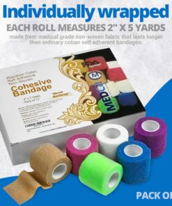 MEDca Self Adherent Cohesive Wrap Bandages 2 Inches X 5 Yards 6 Count, (Rainbow Color) 6 Count (Pack of 1) Rainbow 20 81HMIowQHPL