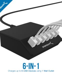Alternative view of SABRENT Premium 60 Watt (12 Amp) 6 Port Aluminum Family Sized Desktop USB Rapid Charger.[UL Certified ] Smart USB Charger with Auto Detect Technology [Black] (AX-FLCH-B) 6-Port