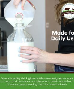 The Dairy Shoppe Heavy Glass Milk Bottles - Jugs with Lids and Silicone Pour Spouts - Clear Milk Containers for Fridge - Reusable Glass Milk Jug Dispenser - Made in USA (64 oz, 2 Pack) 64 oz 24 81HPRC18kSL