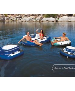 Intex River Run 1 Water Tube Lake Raft Inflatable Pool Floats with 2 Heavy Duty Handles, Backrest, and 2 Cupholders, Red (4 Pack) 15 81HSBboHweL