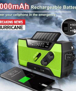 Emergency Crank Weather Radio, AM/FM/NOAA Hand Crank Portable Solar Radio with SOS Alarm, Battery Operated, LED Flashlight & Reading Lamping, 2000mAh Power Bank for Emergency Phone Charge Green 40 81HTeNVd5kL