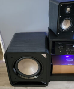 Polk Audio HTS 12 Powered Subwoofer with Power Port Technology | 12” Woofer, up to 400W Amp | For the Ultimate Home Theater Experience | Modern Sub that Fits in any Setting | Washed Black Walnut 44 81HTs0wDrfL