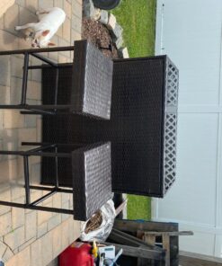 Best Choice Products 3-Piece All-Weather Wicker Bar Table Set for Indoor Outdoor, Kitchen, Patio, Backyard w/ 2 Stools, Glass Tabletop, Storage Shelves - Brown 37 81HUaSgaSrL