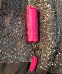 SABRE Pepper Spray, Supports National Breast Cancer Foundation, Maximum Police Strength OC Spray, Quick Release Keychain for Easy Carry and Fast Access, Finger Grip for More Accurate Aim, 25 Bursts Pink (1-Pack) 43 81HUcxaxtBL