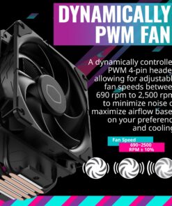 Cooler Master Hyper 212 Black CPU Air Cooler, SickleFlow 120 Edge Fan, Aluminum Top Cover, 4 Copper Heat Pipes, CryoFuze, 152mmTall,Brackets AMD Ryzen AM5/AM4, Intel LGA1700/1200 (RR-S4KK-25SN-R1) 41 81HVRvgdL