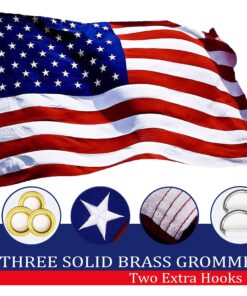 G128 American USA Flag | 5x8 Ft | StormFlyer Series Embroidered 220GSM Spun Polyester | Country Flag, Embroidered Stars, Sewn Stripes, Indoor/Outdoor, Brass Grommets, Heavy Duty, All Weather 12 81HfNf4shyL
