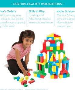 Melissa & Doug Wooden Building Set - 100 Blocks in 4 Colors and 9 Shapes 100-Piece 23 81HiaPozXL