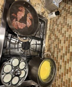 EXCELSTEEL Non Stick Easy Use Rust Resistant Home Kitchen Breakfast Brunch Induction Cooktop Egg Poacher, 6 Cup, Stainless Steel, Round 34 81Hjd2hBkvL