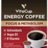 VitaCup Energy Dark Roast Coffee Pods, Boost Focus & Metabolism, Antioxidants, B Vitamins, Bold & Smooth,100% Arabica Coffee, Recyclable Single Serve Pod Compatible with Keurig K-Cup Brewers,16 Ct Dark Roast Energy 16 Count (Pack of 1) 7 81HlBvChkJL