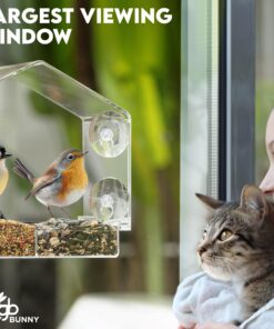 Window Bird Feeders for Outside - Large Bird House Style Window Bird Feeder - Window Bird Feeders with Strong Suction Cups with Drain Holes, Removable Tray, Large Seed Capacity and Rubber Perch 24 81HmMrd36xL