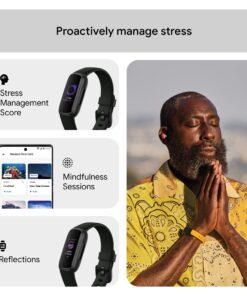 Fitbit Inspire 3 Health &-Fitness-Tracker with Stress Management, Workout Intensity, Sleep Tracking, 24/7 Heart Rate and more, Midnight Zen/Black One Size (S & L Bands Included) Black/Midnight Zen Tracker 19 81Hnrr7VjL