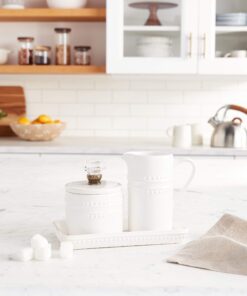 Mud Pie Farmhouse Inspired Vintage Doorknob Cream and Sugar Set, One Size, White 24 81HoPBPslL