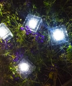 LED Ice Cube Lights,Solar Glass Brick Light,LED Landscape Light Buried Light Square Cube,Frosted Glass Light for Outdoor Path Road Yard Christmas 4 pcs(Cold White) Cold White 14 81Hq0RQnMEL