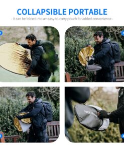 NEEWER 43 Inch/110 Centimeter Light Reflector Diffuser 5 in 1 Collapsible Multi Disc with Bag - Translucent, Silver, Gold, White, and Black for Studio Photography Lighting Outdoor Standard Packaging 28 81HqfUc8EeS