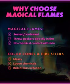 Magical Flames Fire Color Changing Packets for Campfires, Fire Pit, Outdoor Fireplaces - Camping Essentials for Kids & Adults - 25 Pack 25 pk Magical - 0.8 Oz 23 81HwzLuh2L 1